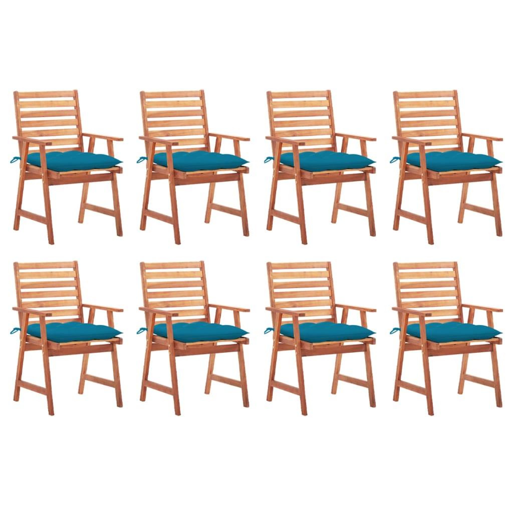 Voir la diapositive 1 : VIDAXL Chaises a manger d'exterieur lot de 8 et coussins Acacia massif