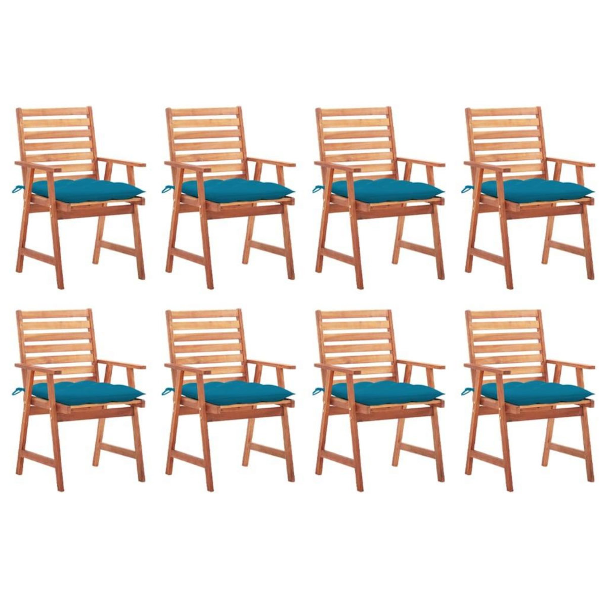 VIDAXL Chaises a manger d'exterieur lot de 8 et coussins Acacia massif