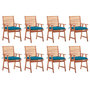 Voir la diapositive 1 : VIDAXL Chaises a manger d'exterieur lot de 8 et coussins Acacia massif