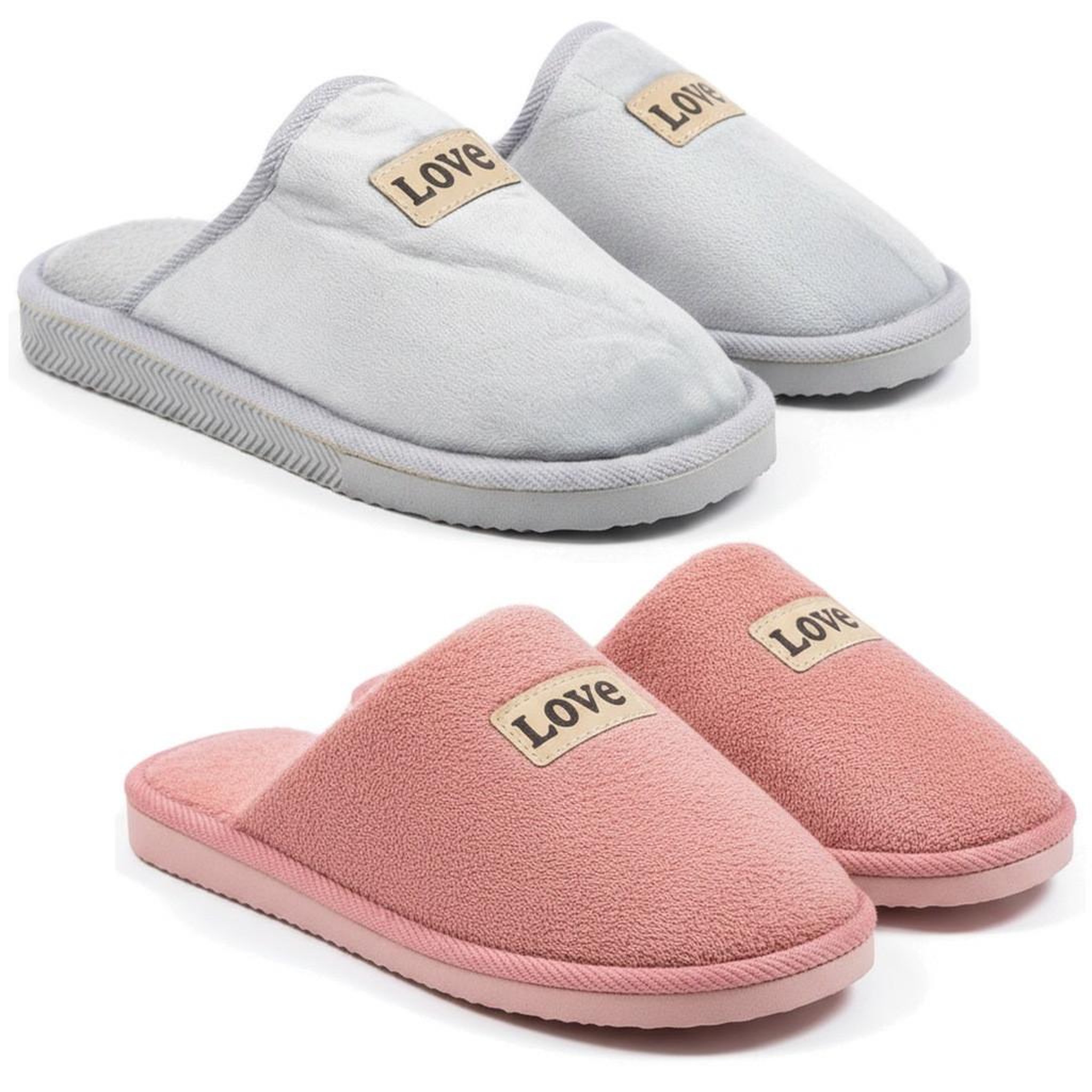 Voir la diapositive 1 : OZABI OZABI Pantoufles Ouvertes Femme, Pack de 2 Paires, Plaquette Love