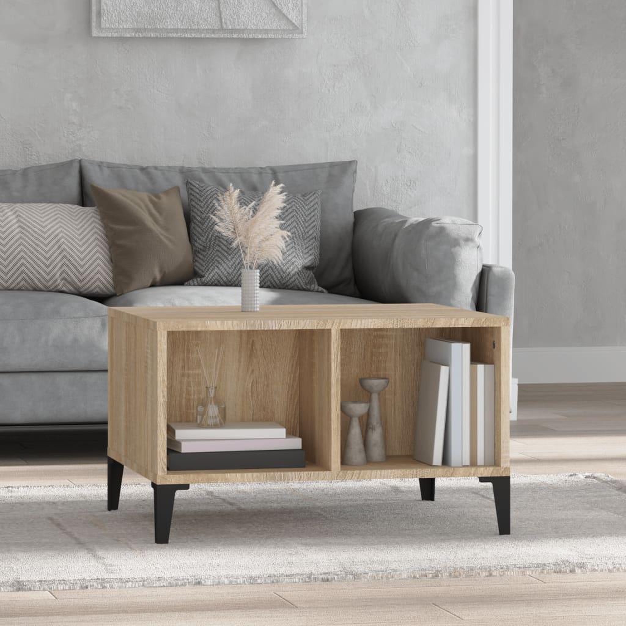 Voir la diapositive 1 : VIDAXL Table basse Chene sonoma 60x50x36,5 cm Bois d'ingenierie