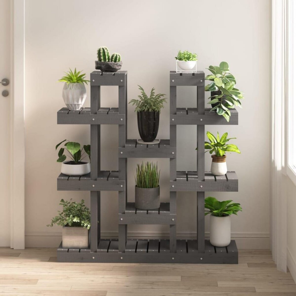 VIDAXL Support a plantes Gris 104,5x25x109,5 cm Bois massif de pin