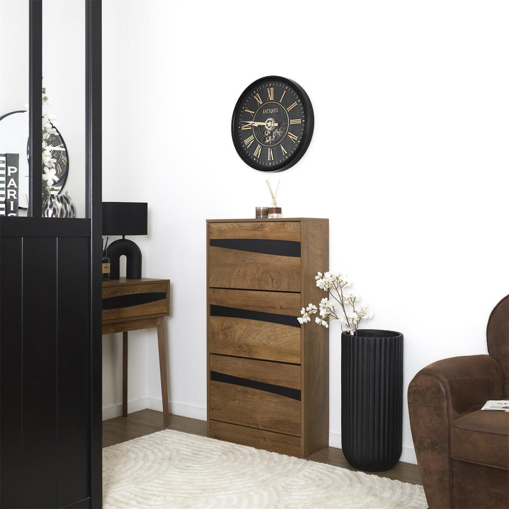 Voir la diapositive 6 : The Home Deco Factory Meuble à chaussures 3 tiroirs  forest  113cm marron