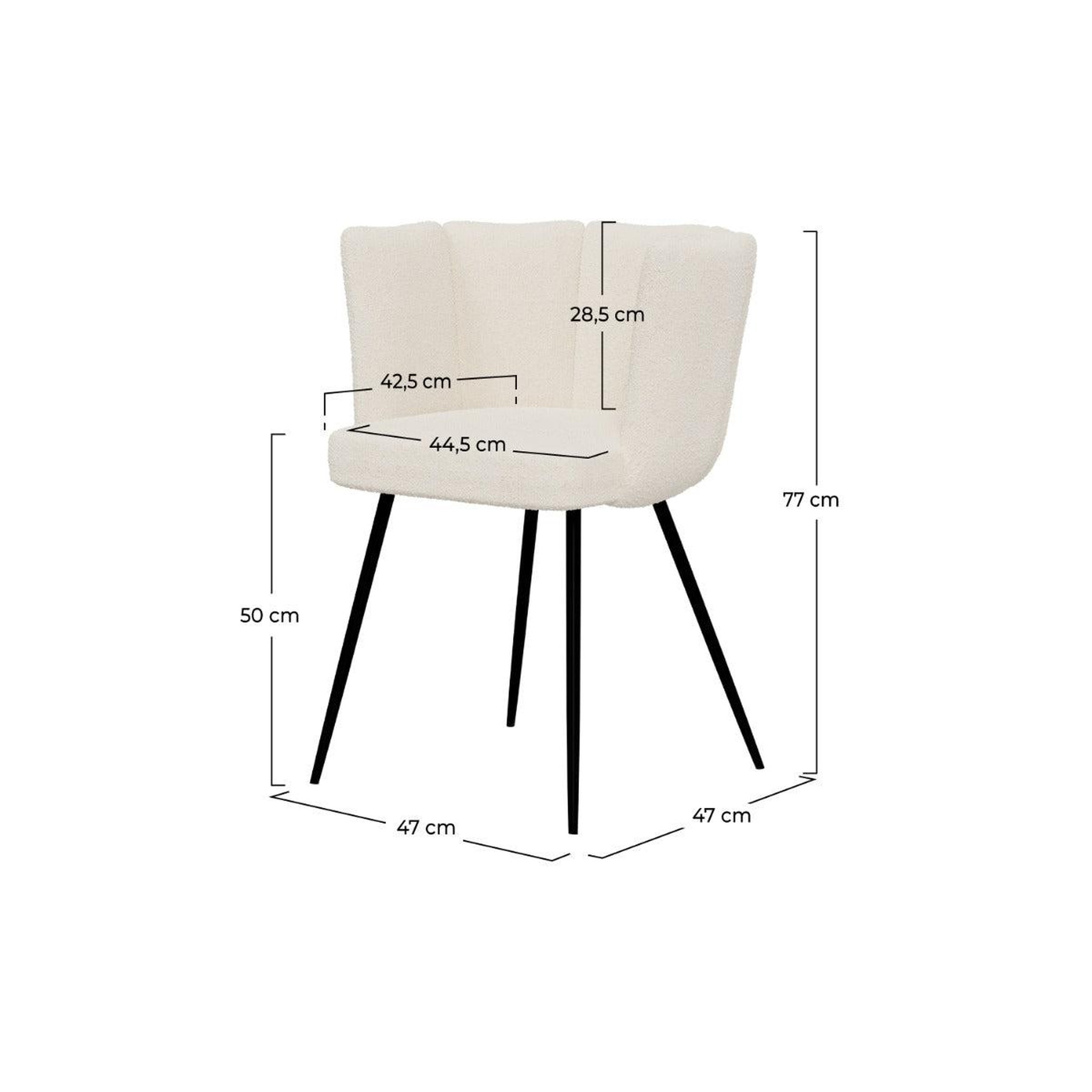 Voir la diapositive 4 : MAISON PAVANE Lot de 2 chaises en tissu bouclé beige et pieds en métal-cosette