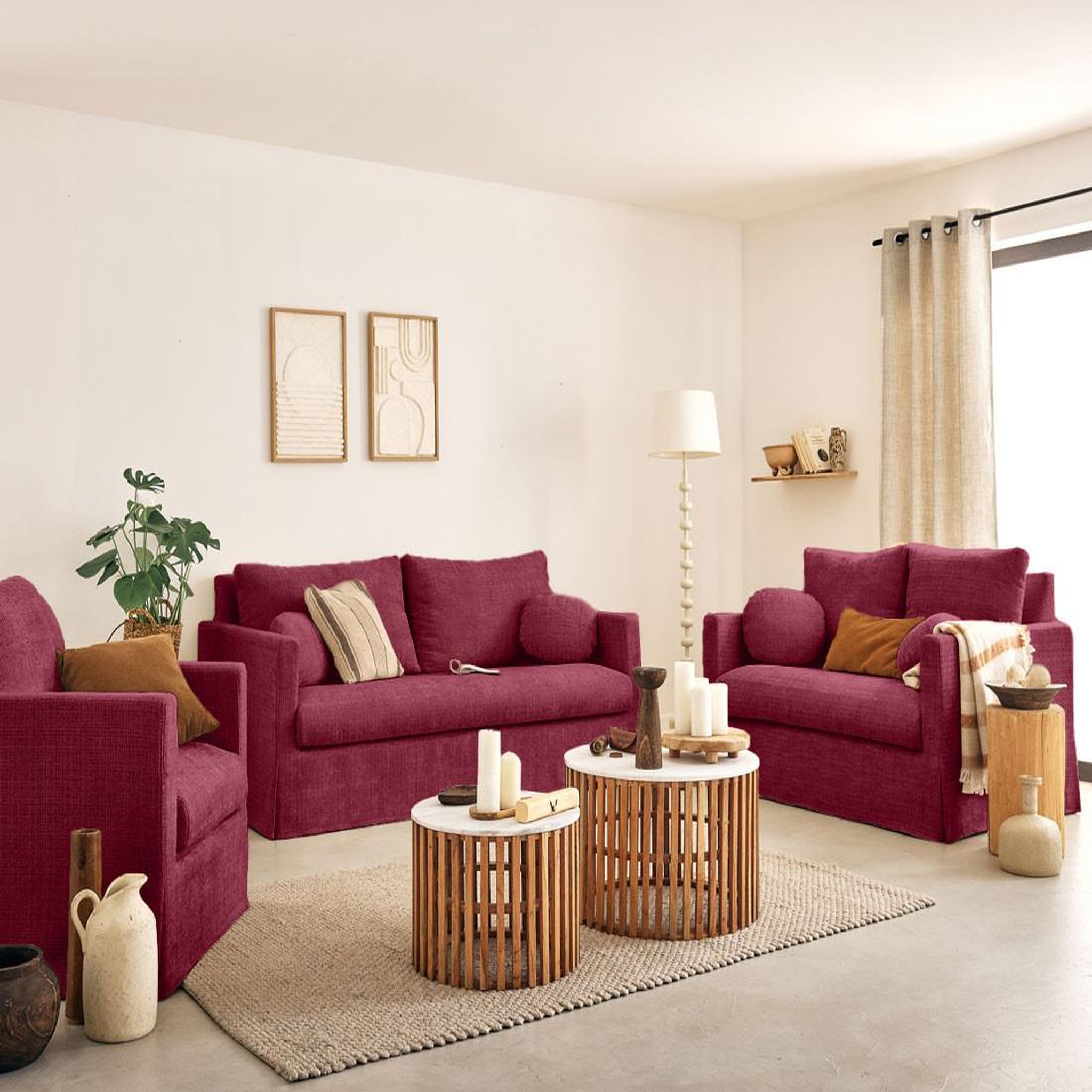 Voir la diapositive 4 : LISA DESIGN Serena - canapé droit déhoussable 3 places en velours texturé