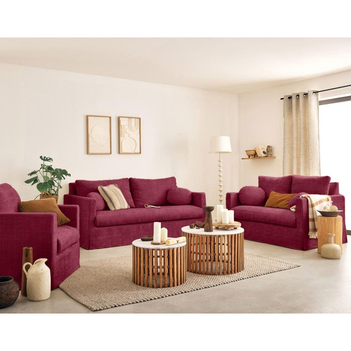 LISA DESIGN Serena - canapé droit déhoussable 3 places en velours texturé