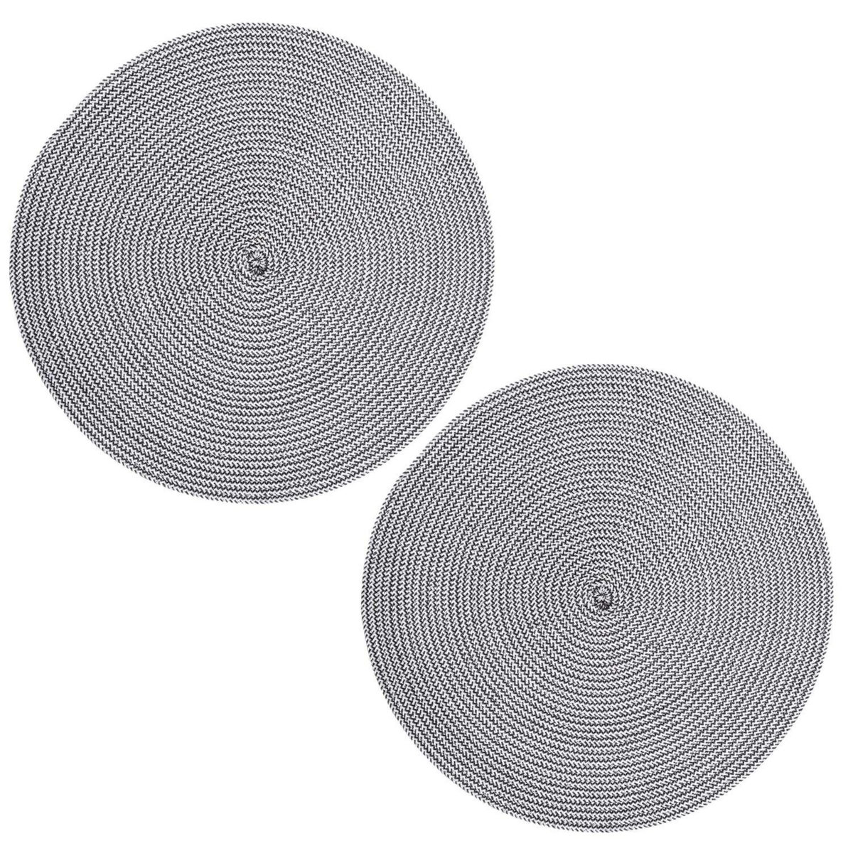 SECRET DE GOURMET Lot de 2 sets de table Tressés Ronds - Diam. 38 cm - Noir