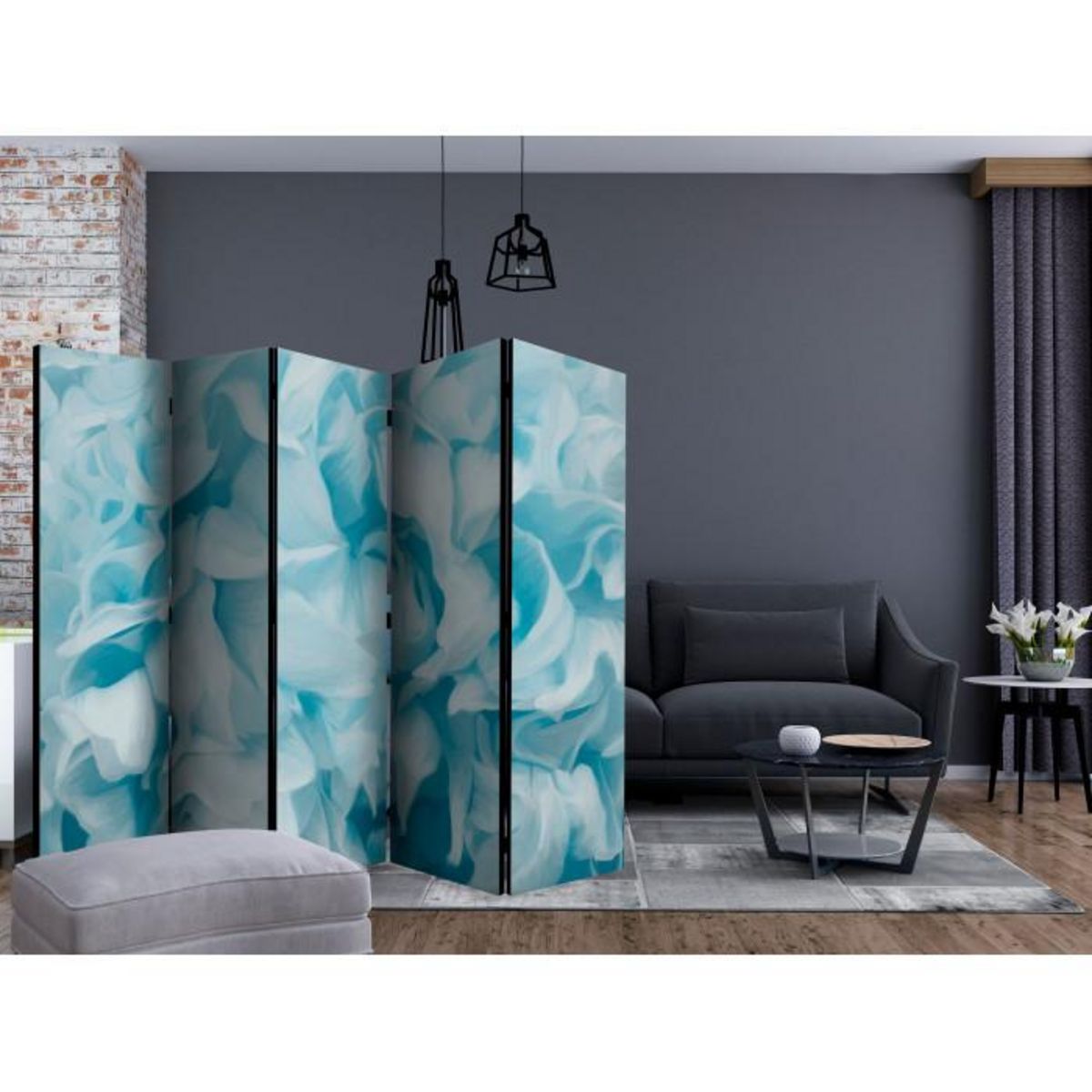 Paris Prix Paravent 5 Volets  Azalea Blue  172x225cm