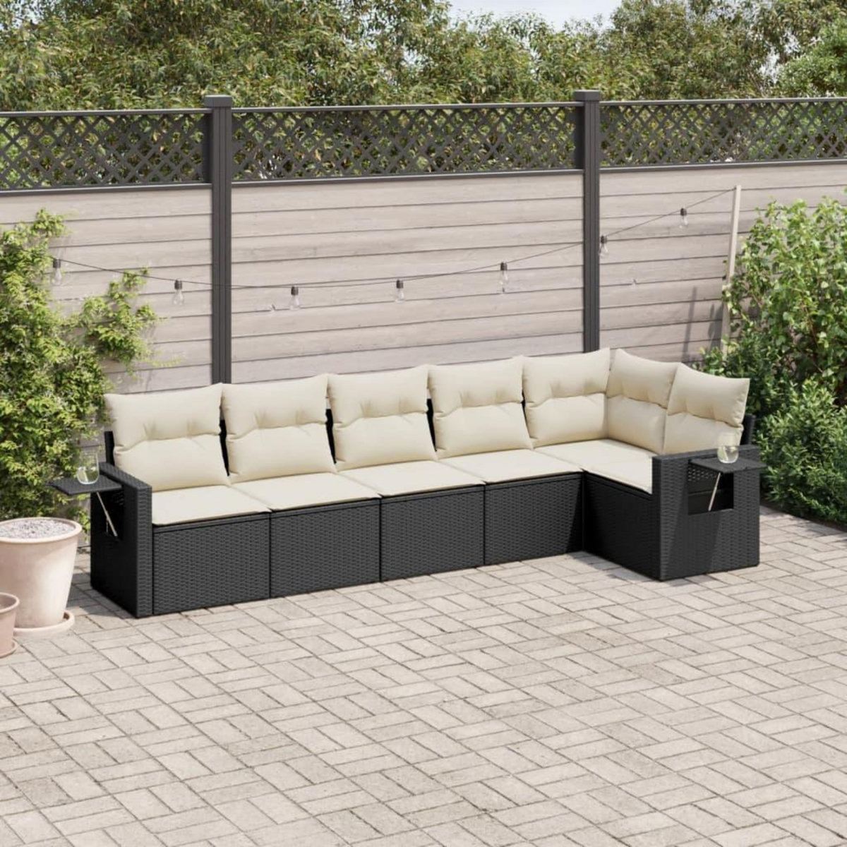VIDAXL Salon de jardin 6 pcs avec coussins noir resine tressee