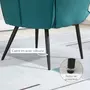 HOMCOM Fauteuil design néo-rétro haut dossier effet capitonné à oreilles - repose-pied inclus - piètement effilé acier noir tissu aspect velours bleu canard