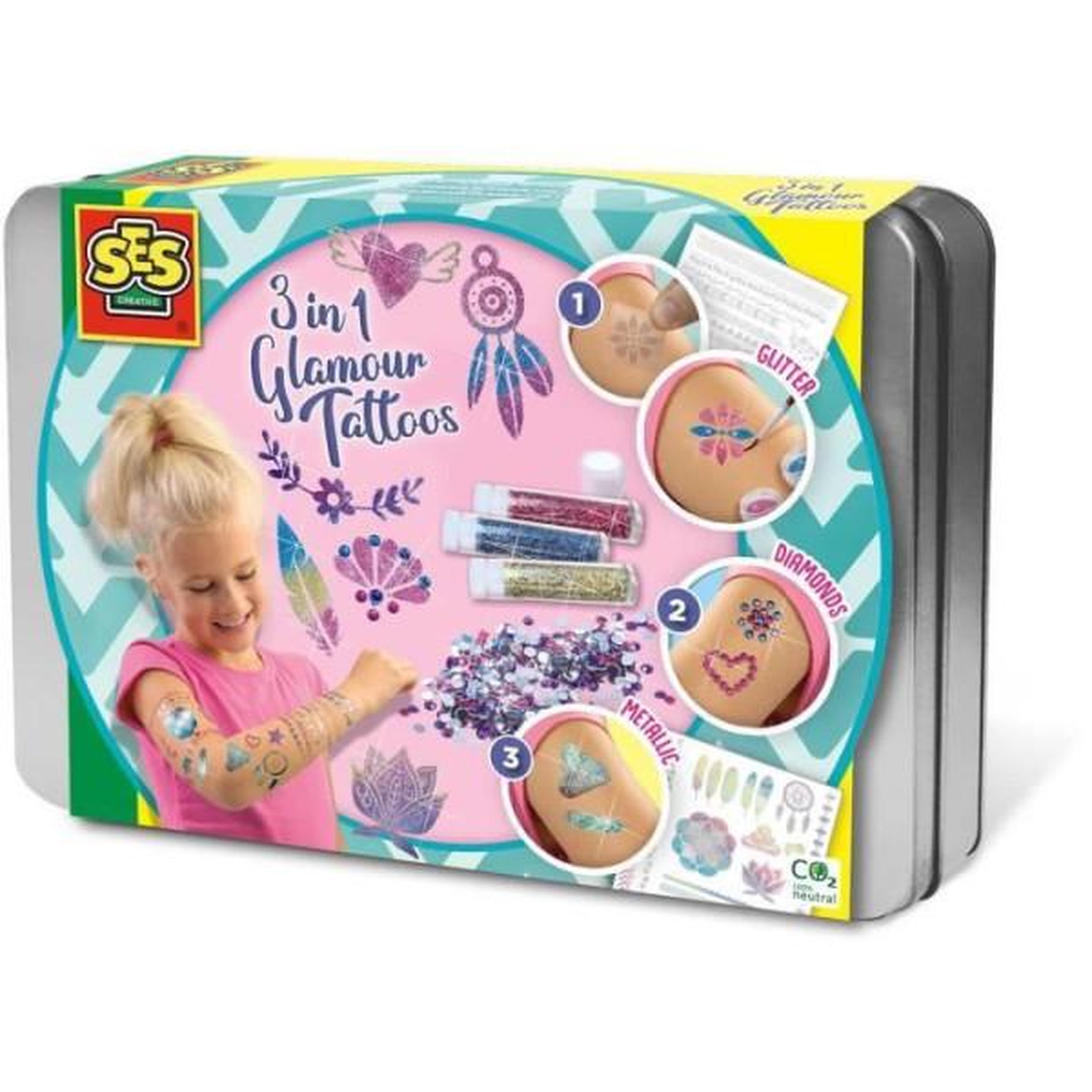 SES Creative Tatouages glamour 3 en 1 - SES CREATIVE - Multicolore - Blanc - Pour enfants des 5 mois