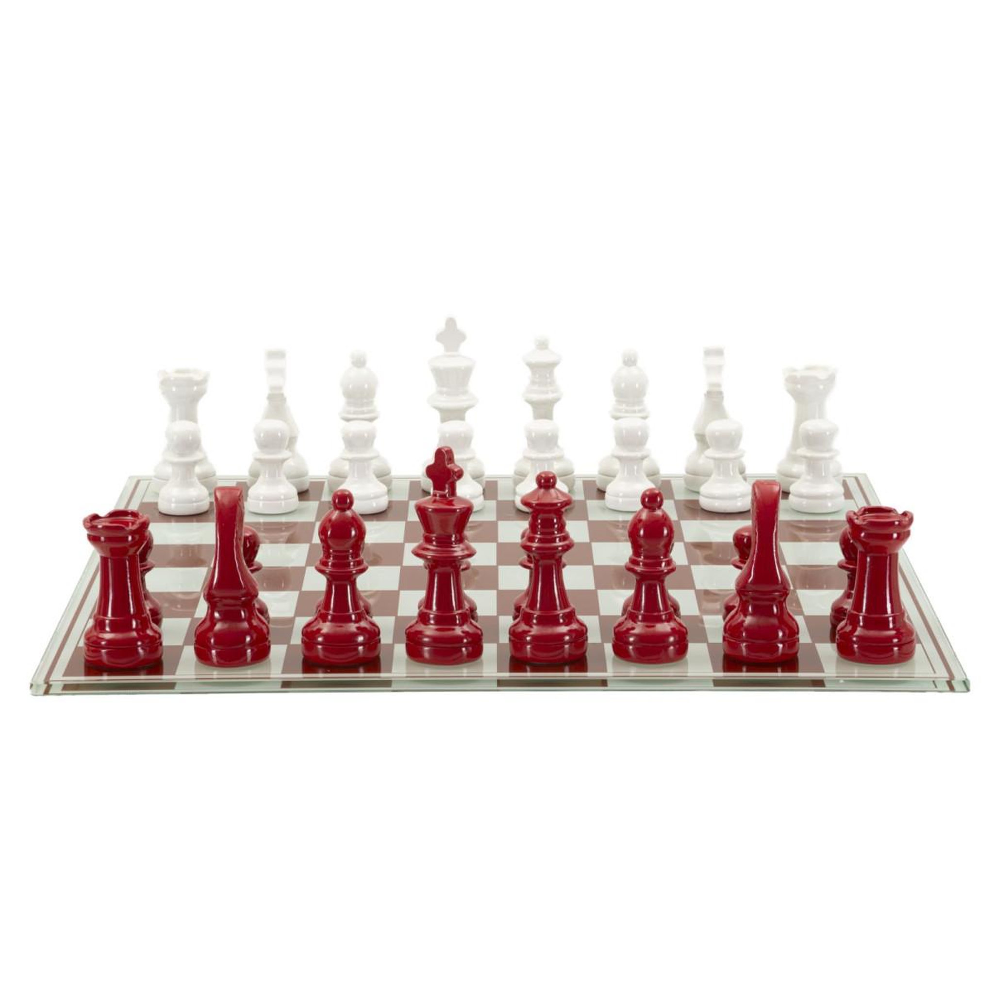 Voir la diapositive 2 : Paris Prix Jeu d'échec en verre  board  61cm rouge & blanc