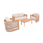 SWEEEK Salon de jardin bois d'acacia et cordes 4 places beige - Maui