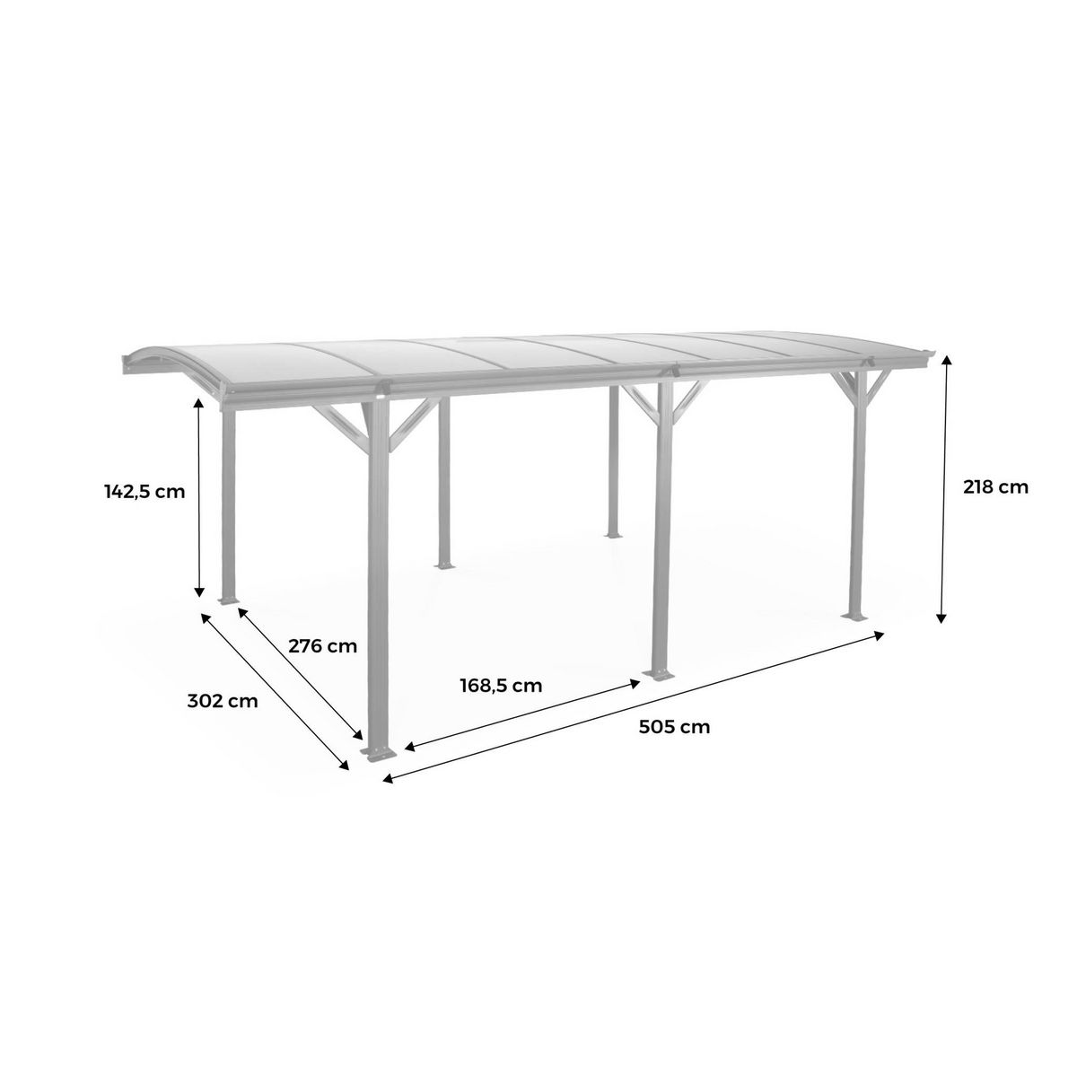 SWEEEK Carport de 15m² en aluminium anthracite et polycarbonate - Le Mans 5x3m - abri de voiture 500 x 300 x 220 cm