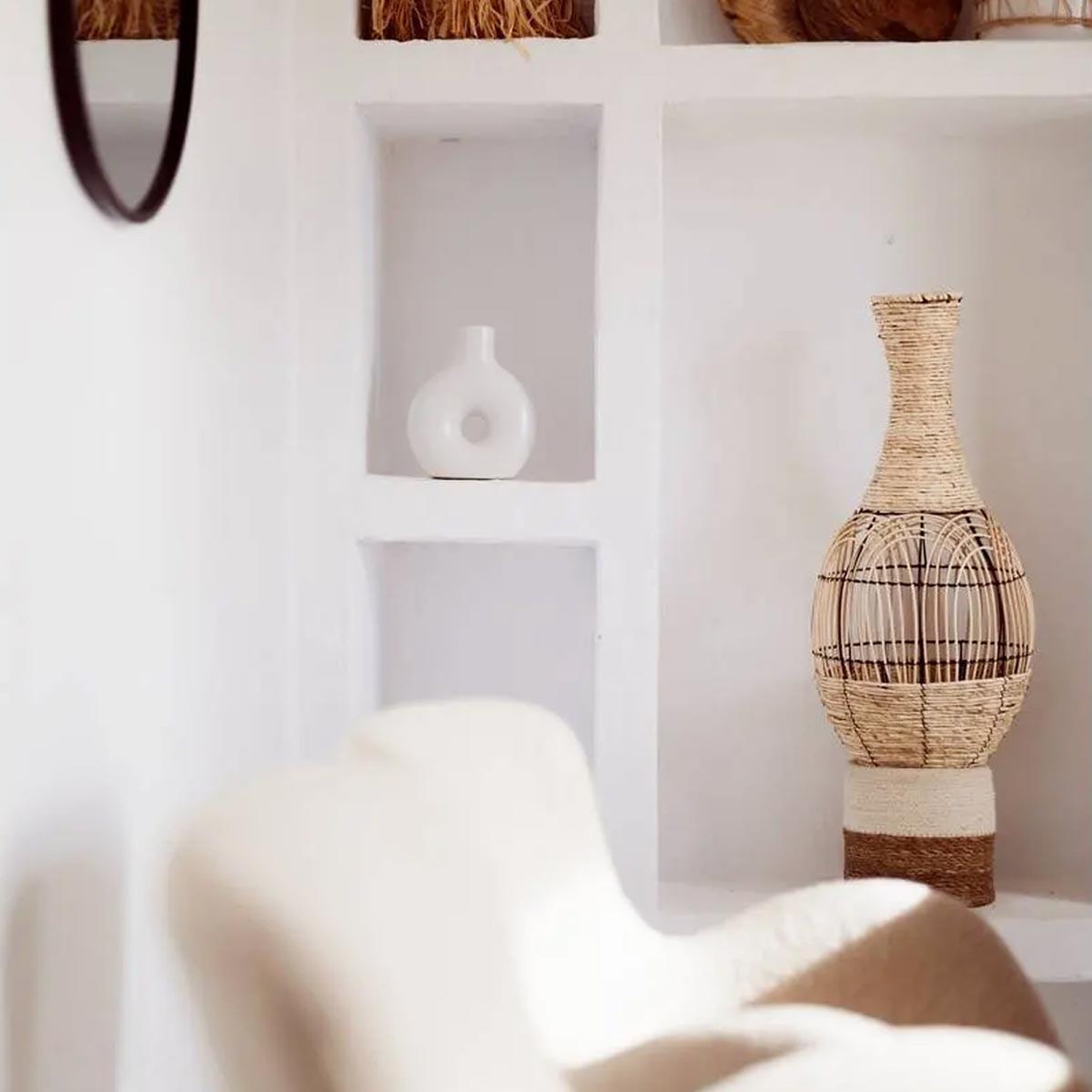 Voir la diapositive 2 : ATMOSPHERA Vase déco en rotin  idylle folk  63cm naturel