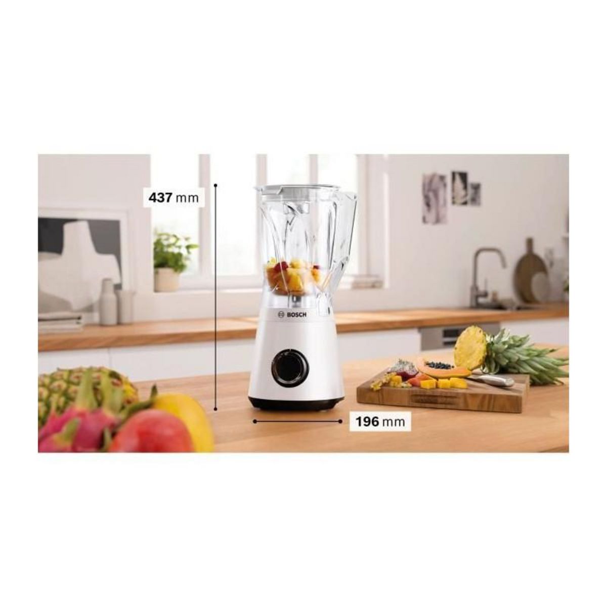 BOSCH Blender VitaPower - BOSCH - MMB6141W - 1200 W - 30000 trs/min - 2 vitesses + turbo - Bol 2 L - 4 lames amovibles - Blanc