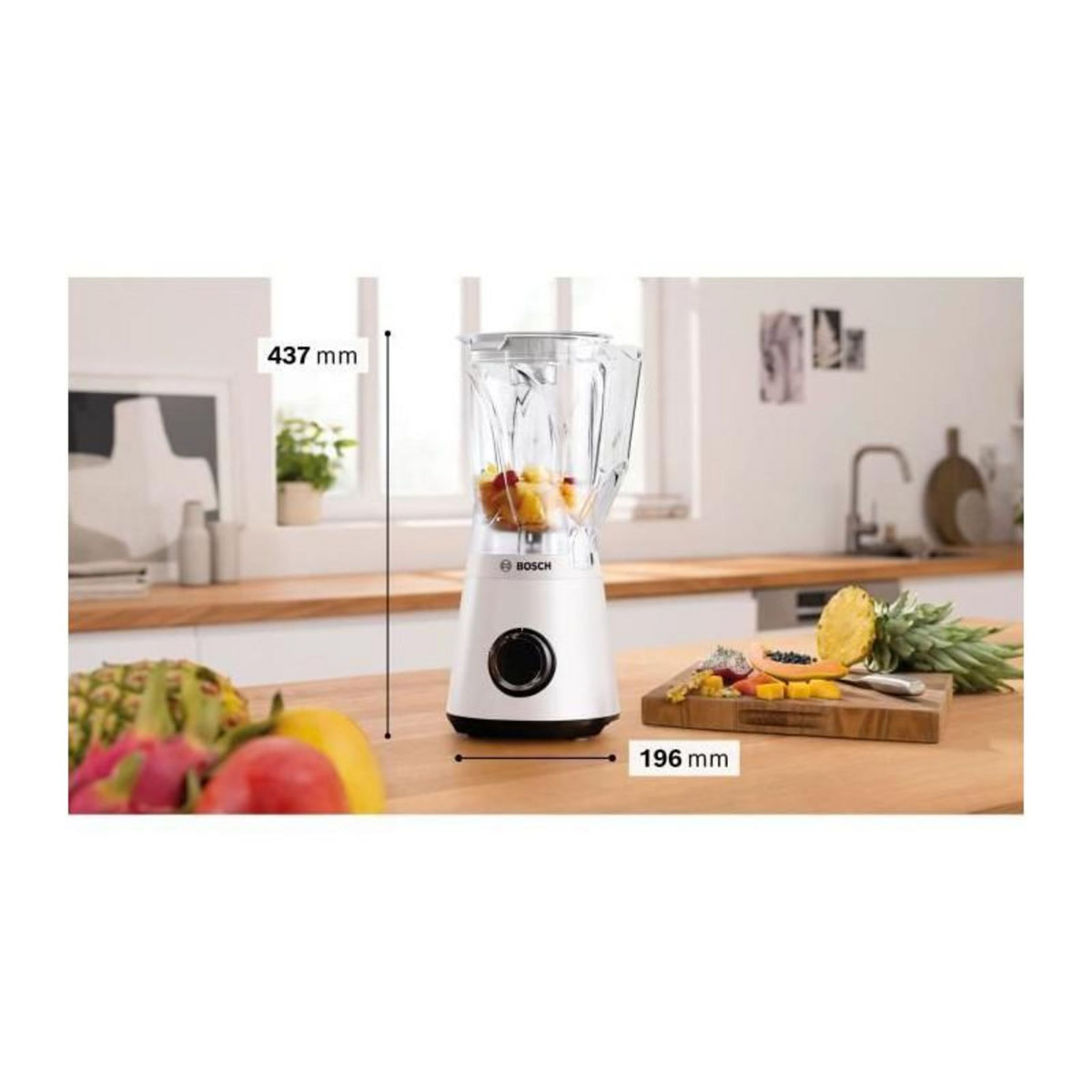 BOSCH Blender VitaPower - BOSCH - MMB6141W - 1200 W - 30000 trs/min - 2 vitesses + turbo - Bol 2 L - 4 lames amovibles - Blanc