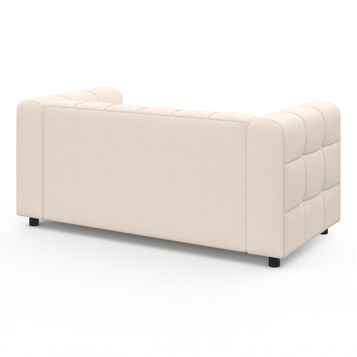 ID MARKET Canapé droit 2 places capitonné AMANCE en tissu bouclette blanc