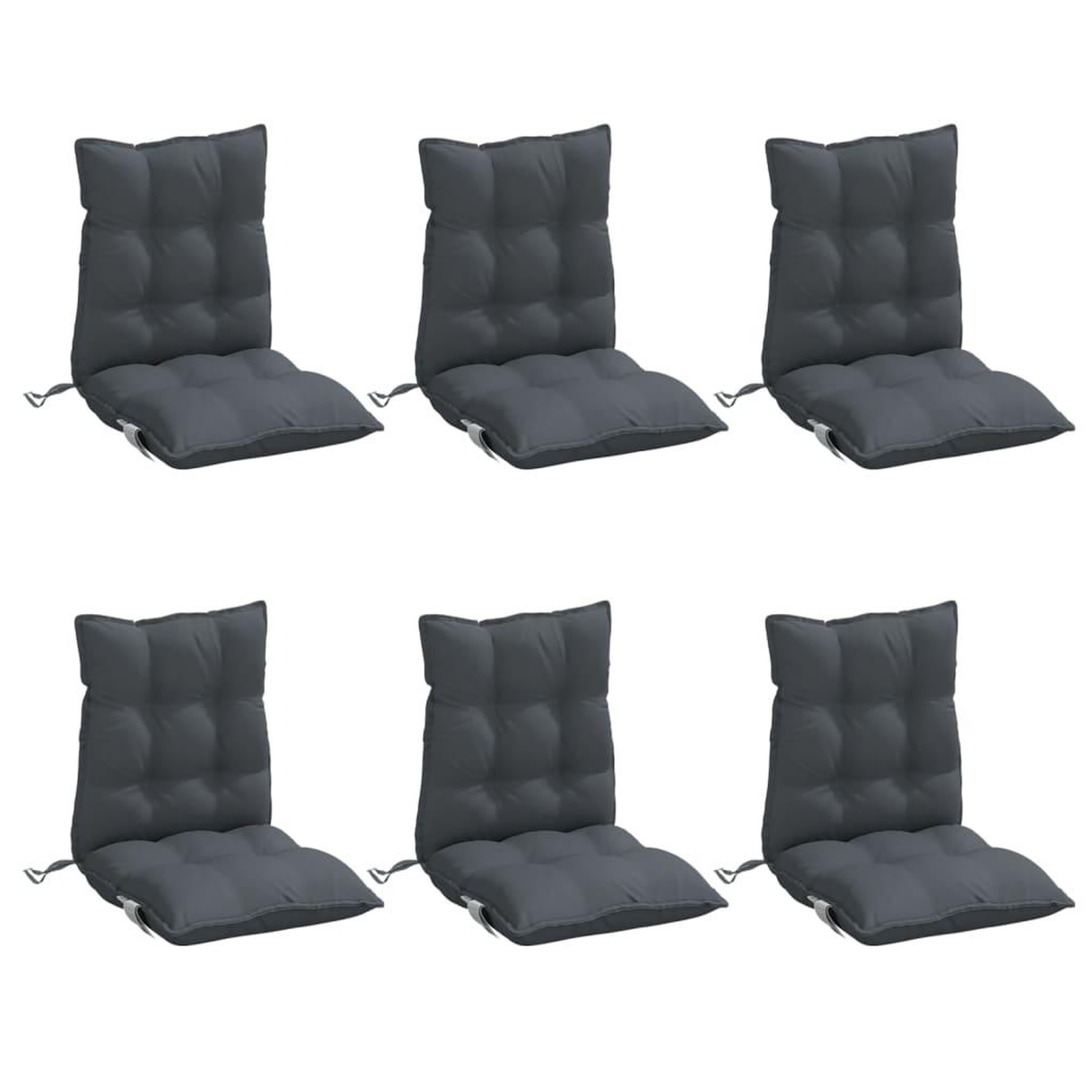 Voir la diapositive 3 : VIDAXL Coussins de chaise a dossier bas lot de 6 anthracite