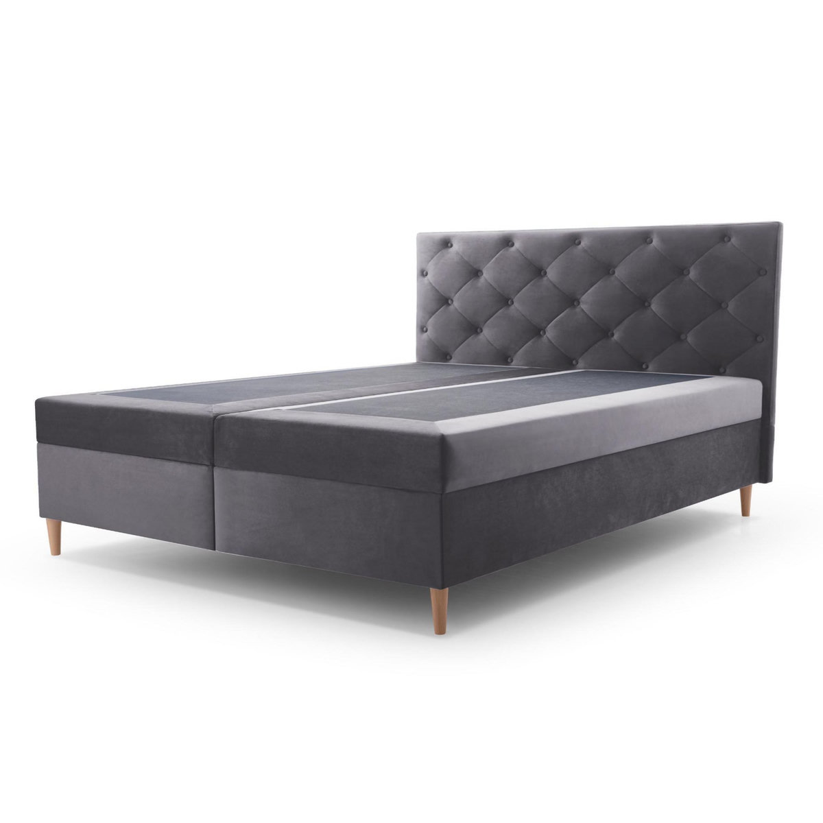 BEST MOBILIER Louis - lit boxspring - 180x200 - en velours - coffres et surmatelas inclus