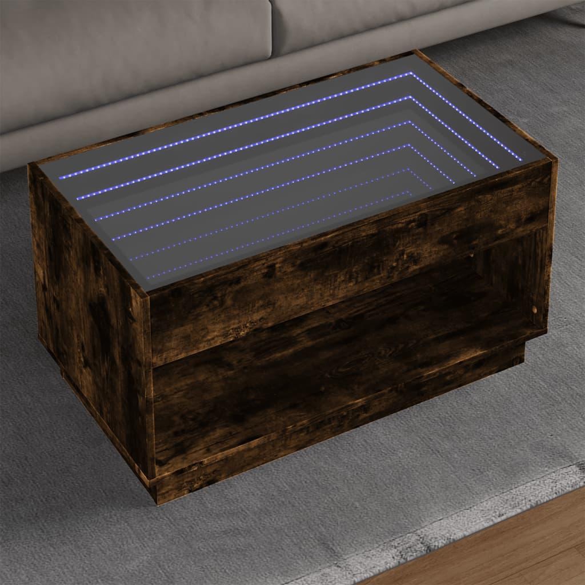 VIDAXL Table basse avec LED infini chene fume 90x50x50 cm