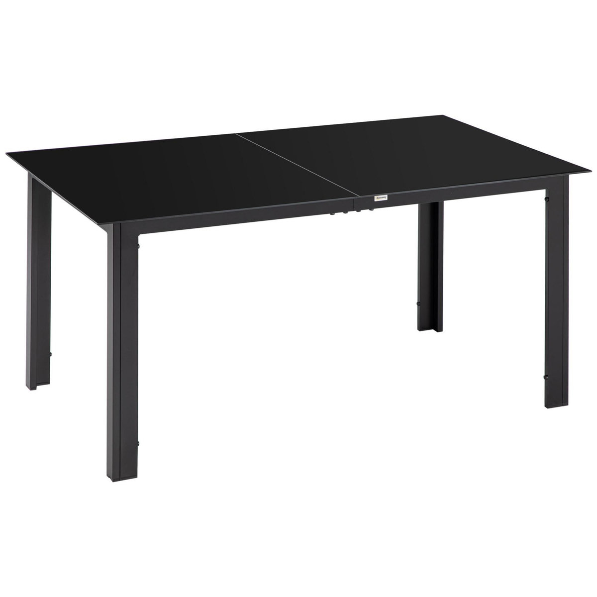 OUTSUNNY Table de jardin rectangulaire 6 personnes dim. 150L x 90l x 74H cm alu. plateau verre trempé noir