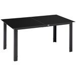 OUTSUNNY Table de jardin rectangulaire 6 personnes dim. 150L x 90l x 74H cm alu. plateau verre trempé noir