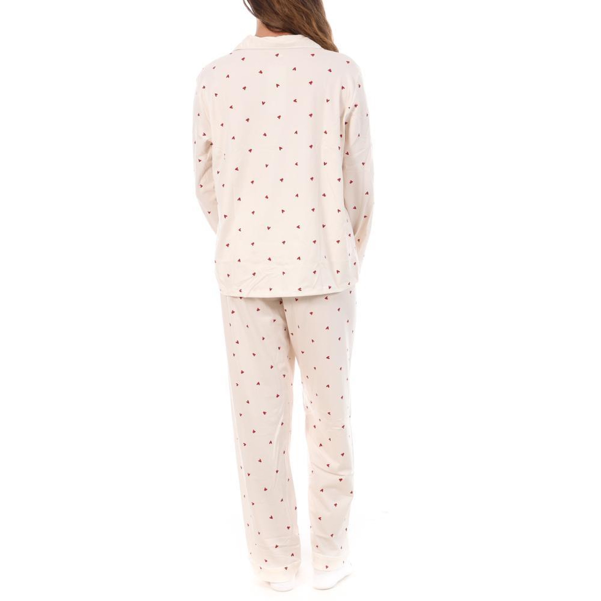 Voir la diapositive 2 : Lulu Castagnette Pyjama Beige/Rouge Femme Lulu Castagnette Petit cœurs