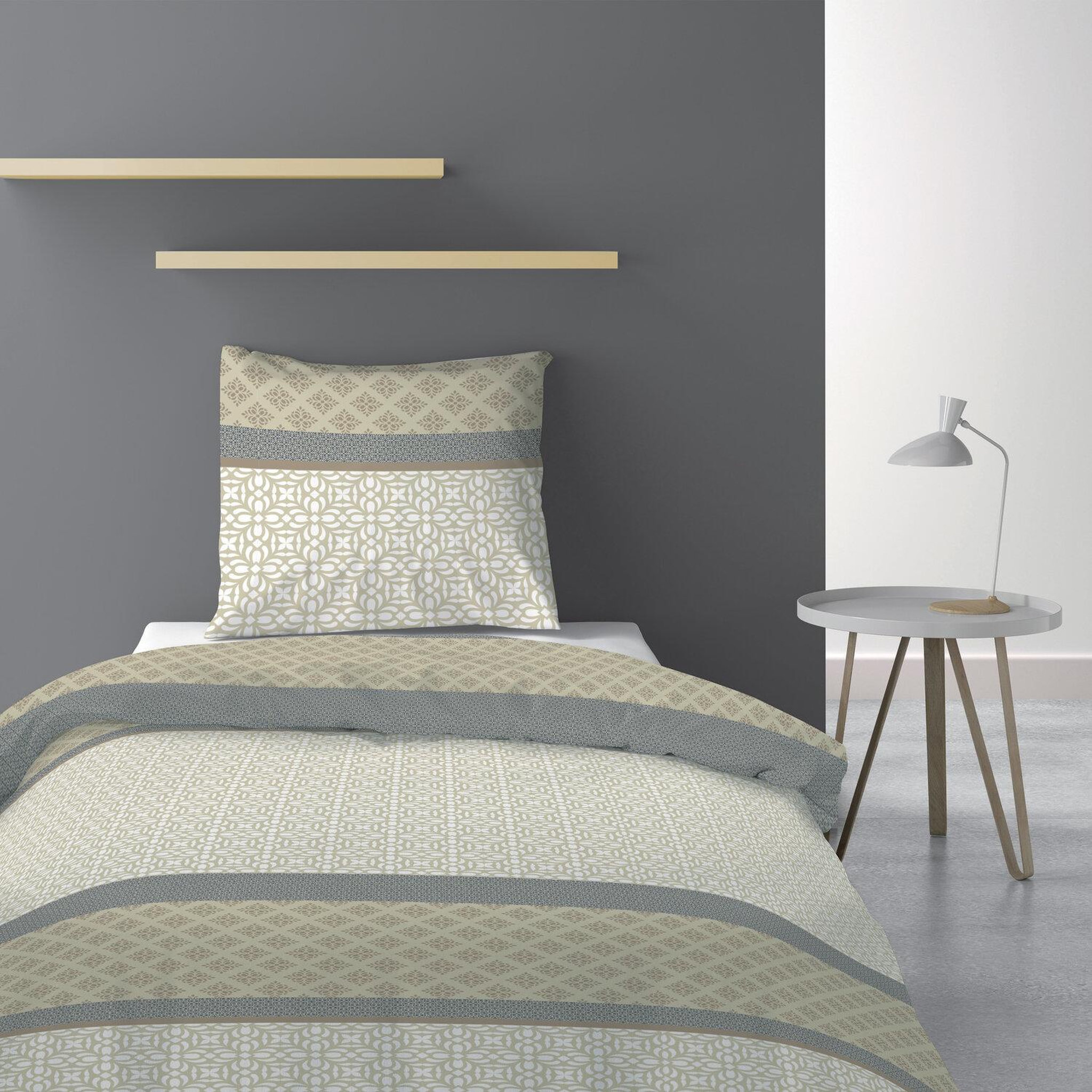 Les Ateliers du Linge Parure de couette 2pcs 140x200cm 100% microfibre 55gsm sofra naturel. Coloris disponibles : Beige