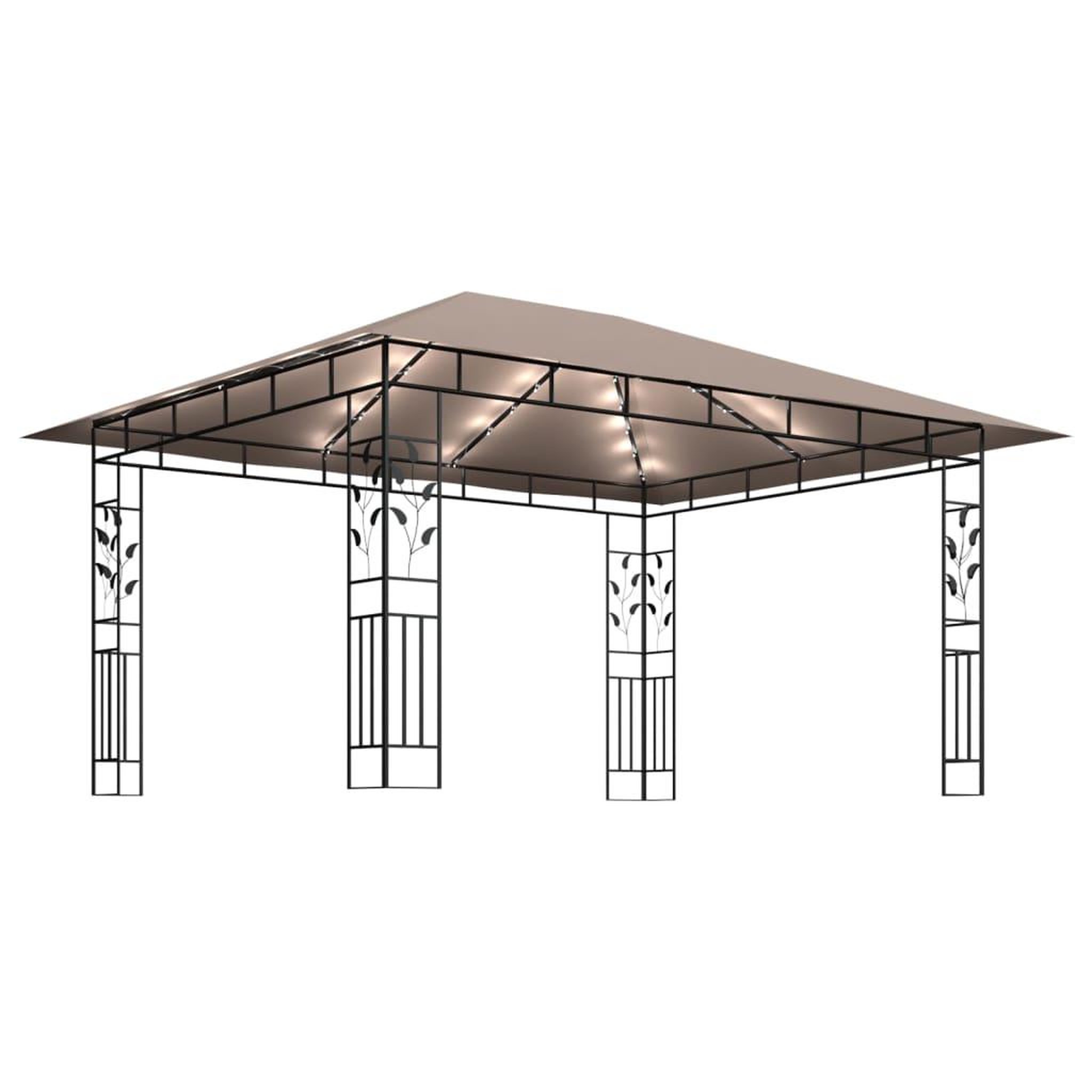 Voir la diapositive 4 : VIDAXL Tonnelle avec moustiquaire et lumieres LED 4x3x2,73 m Taupe