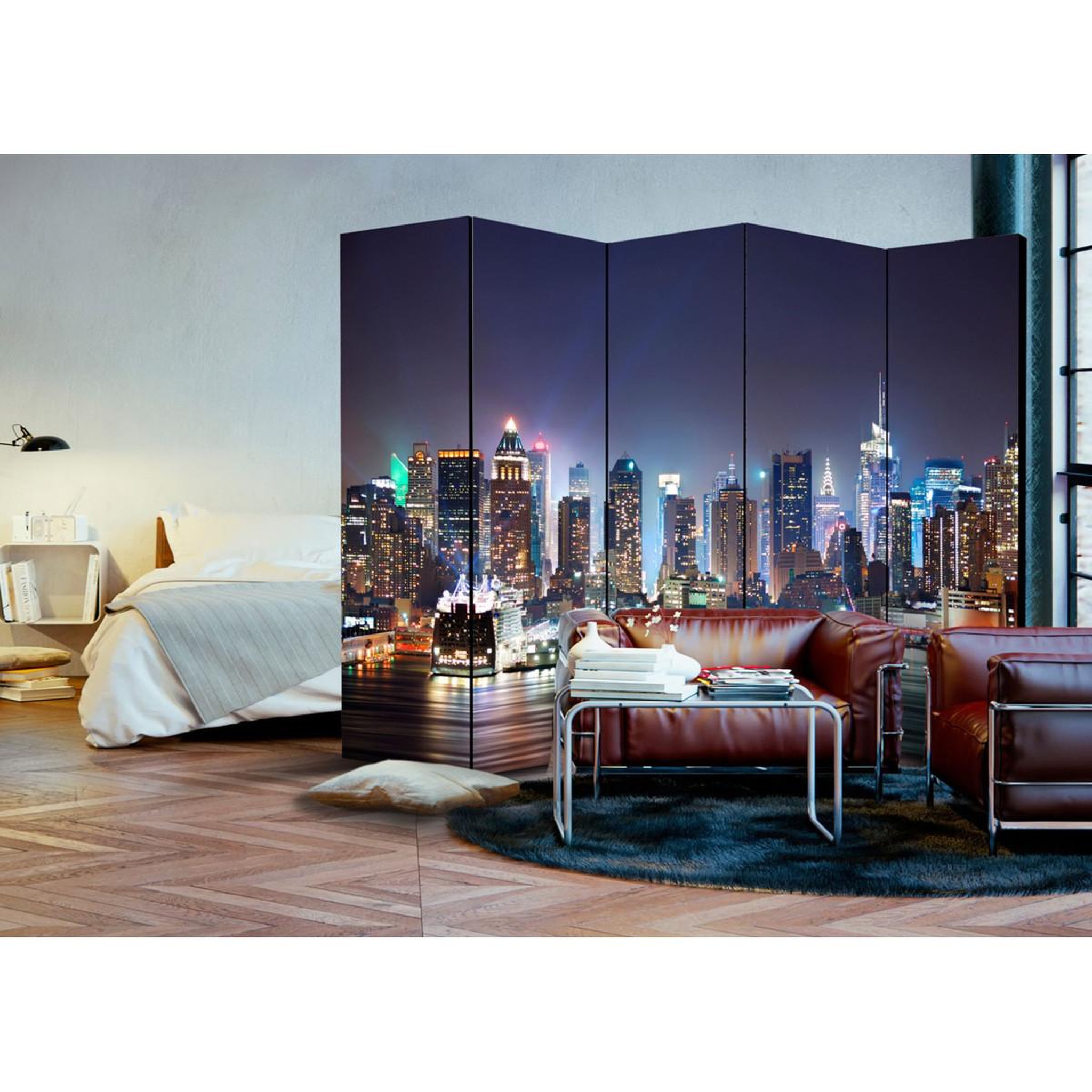 Voir la diapositive 2 : Paris Prix Paravent 5 volets  night port  172x225cm