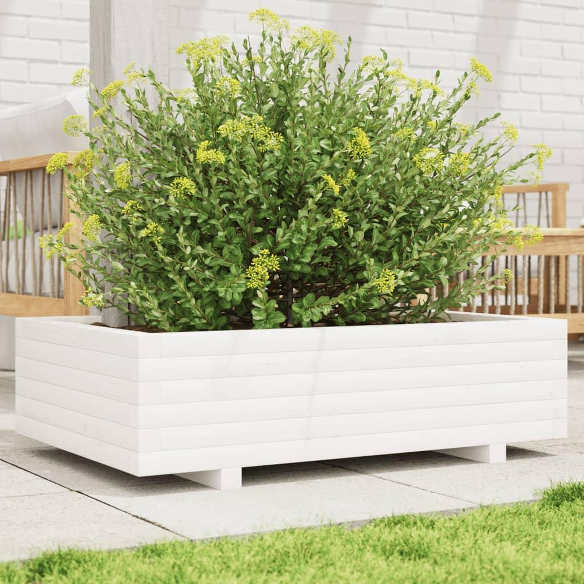 VIDAXL Jardiniere blanc 90x60x26,5 cm bois de pin massif