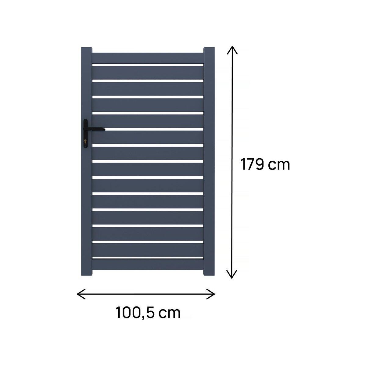 Habitat et Jardin Portillon aluminium semi-ajouré  Matthieu  - 100 x 180 cm  - Gris