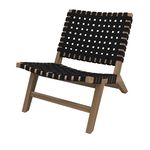 Rendez vous déco Fauteuil de jardin en teck et sangles en tissu noir - Tao. Coloris disponibles : Noir, Blanc