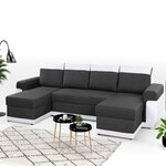 BEST MOBILIER Milan - canapé d'angle panoramique - convertible - 7 places - 2 coffres de rangement. Coloris disponibles : Bicolore