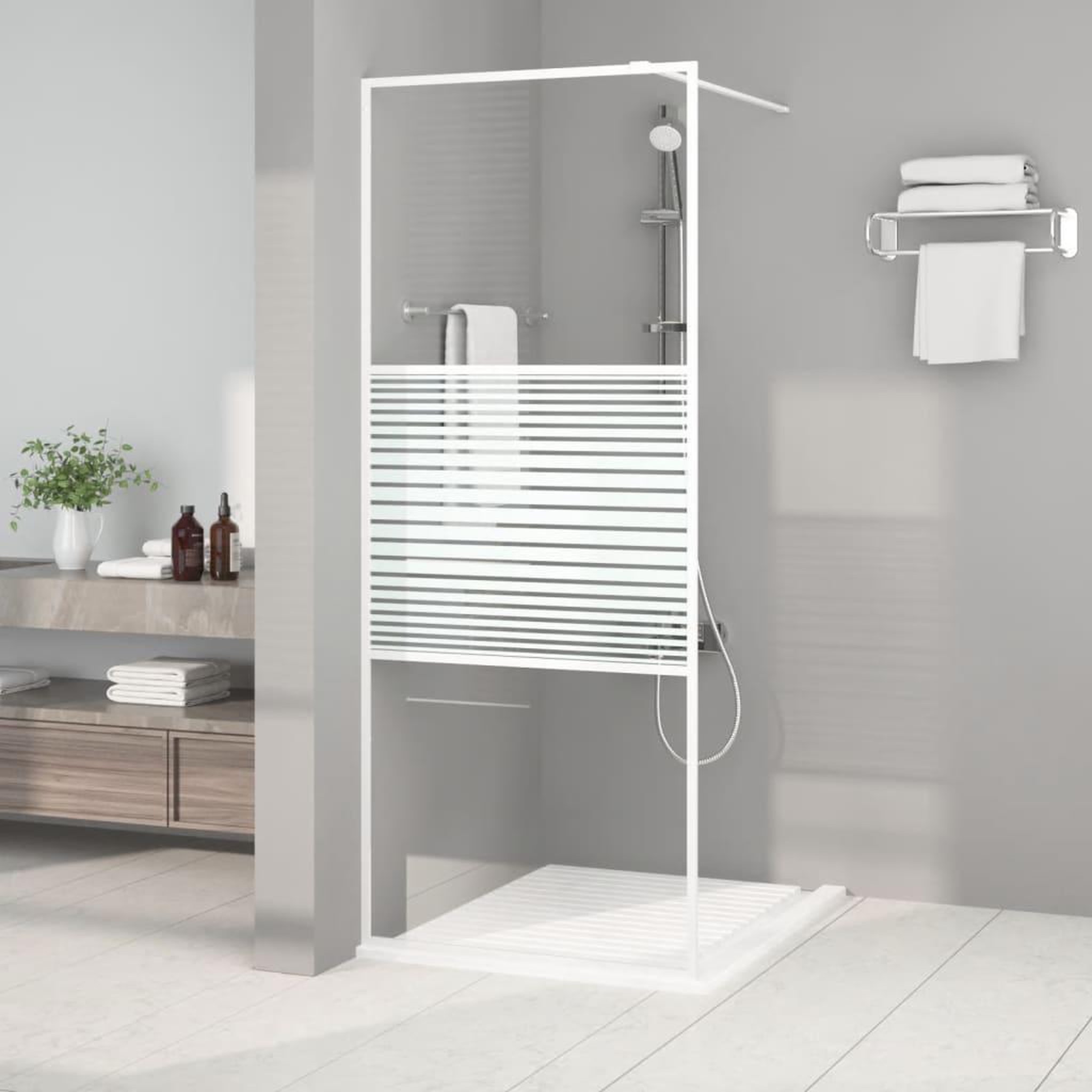 VIDAXL Paroi de douche Blanc 80x195 cm Verre ESG transparent