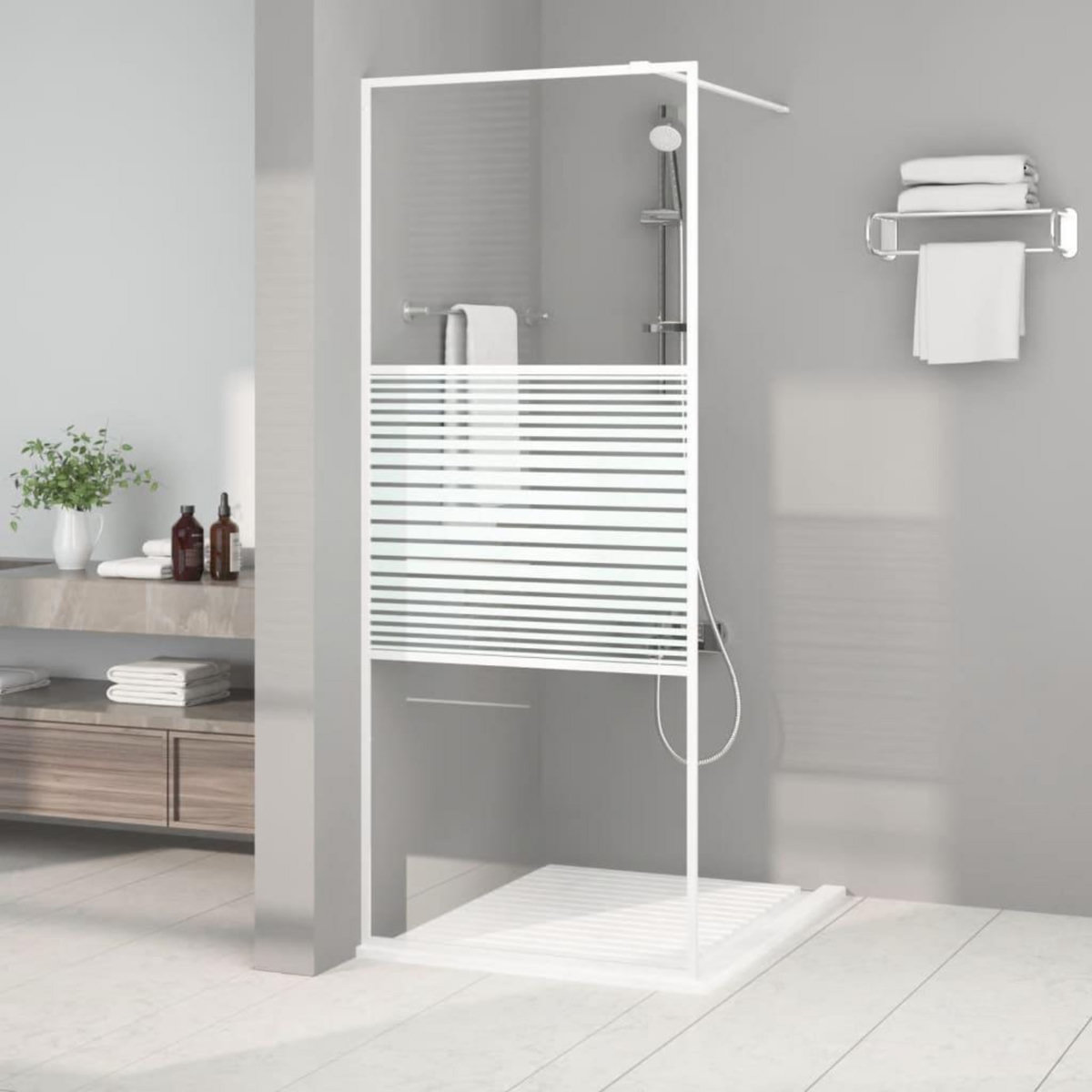 VIDAXL Paroi de douche Blanc 80x195 cm Verre ESG transparent