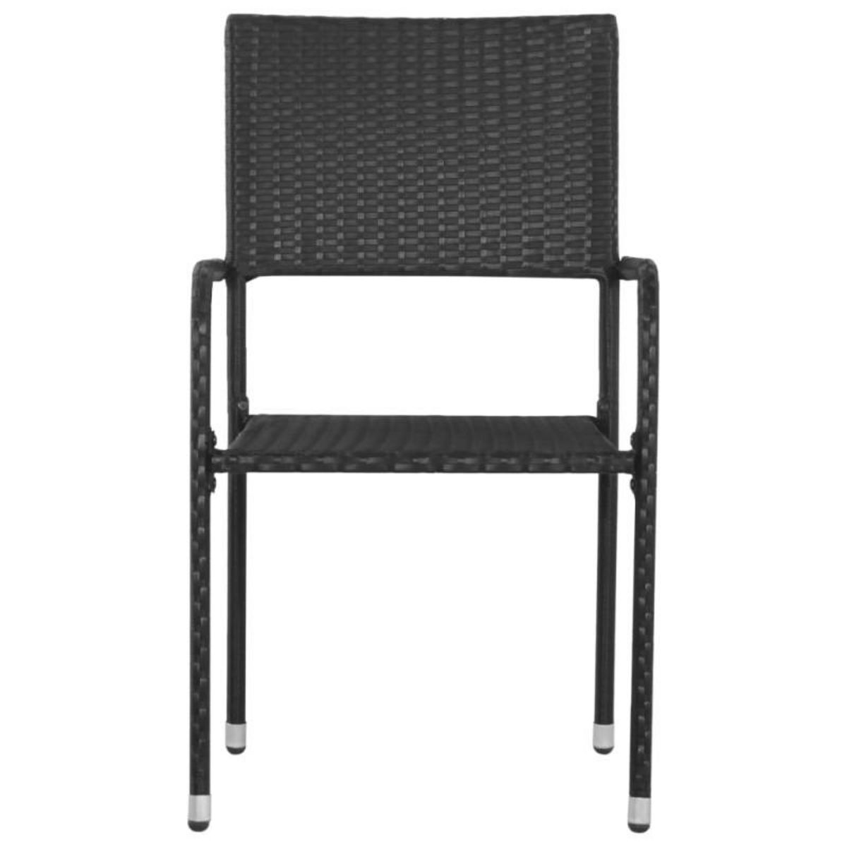 VIDAXL Chaise à dîner de jardin empilable lot de 6 noir résine tressée