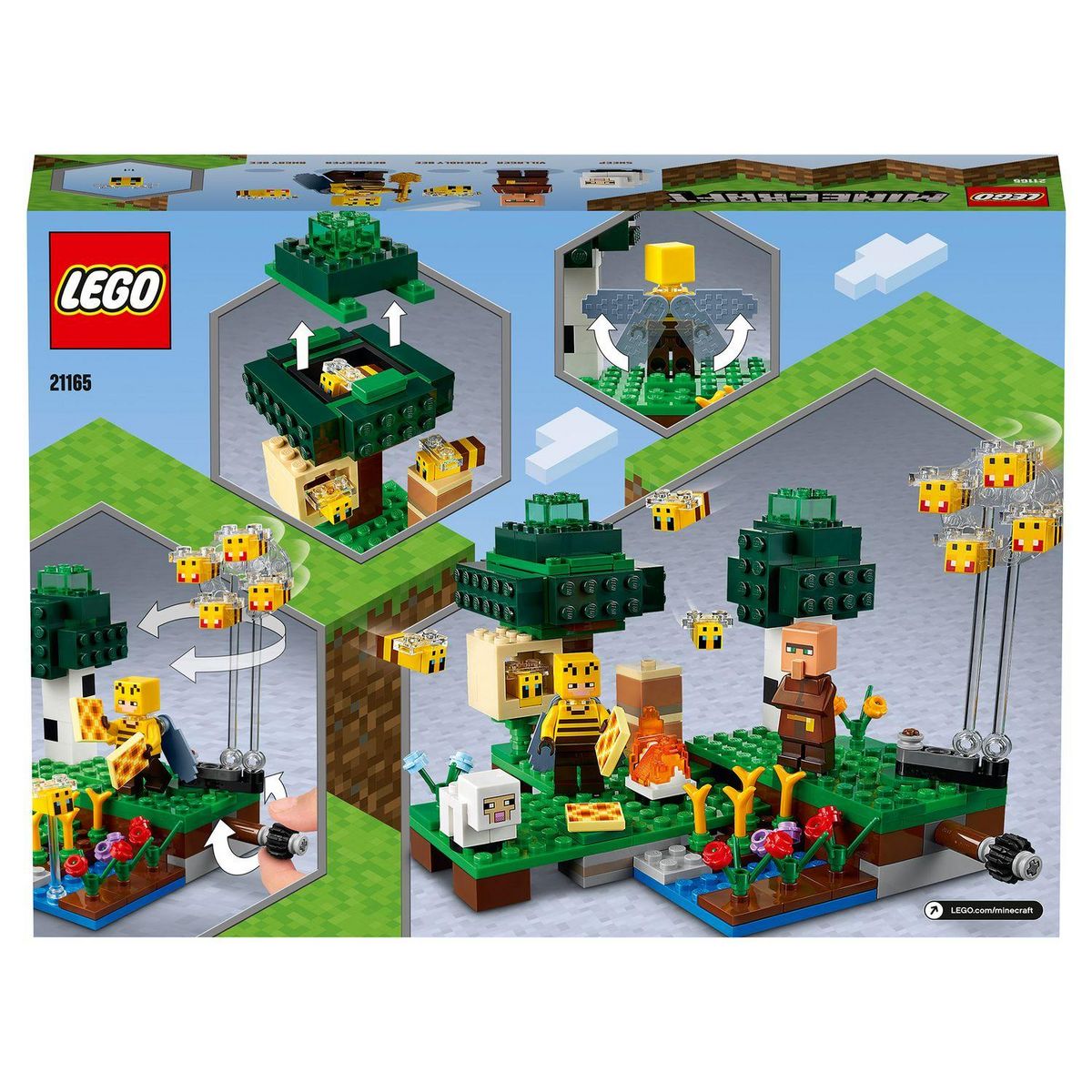 LEGO Minecraft 21165 La Ruche, Jouet avec Figurines de Mouton, d'Abeilles et Villageois