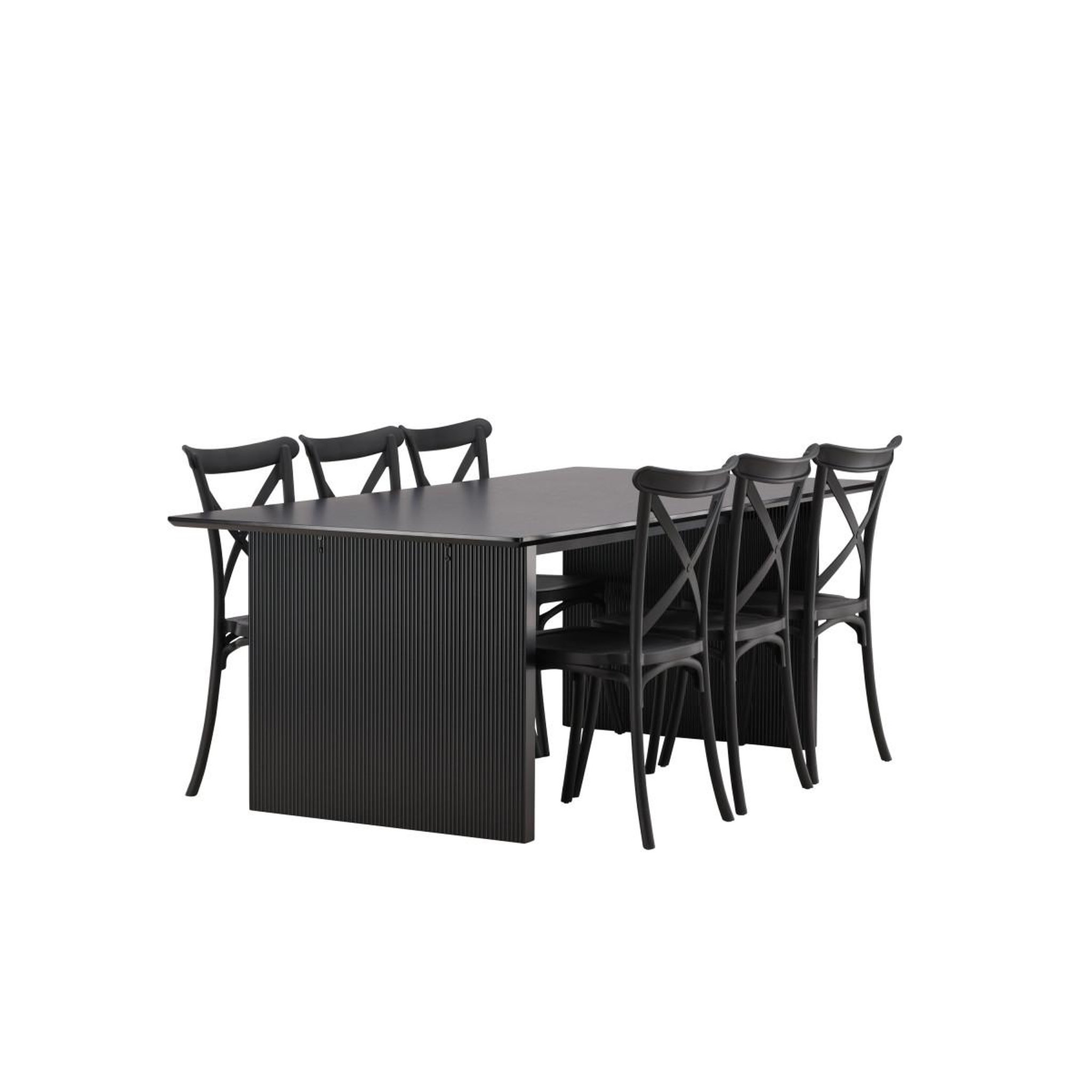 Voir la diapositive 4 : Paris Prix Ensemble table à manger & 6 chaises  vail & crosett  200cm noir
