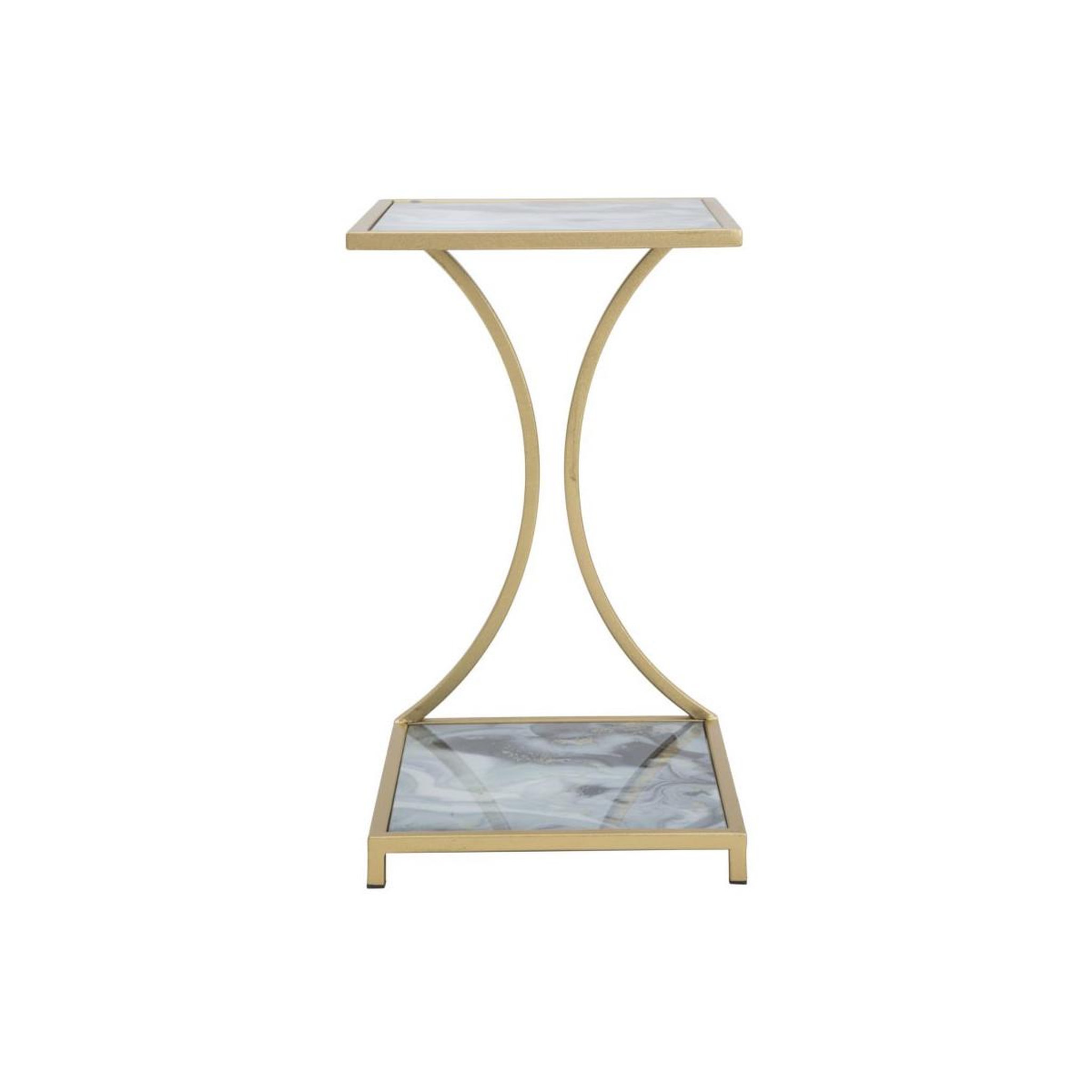 Voir la diapositive 2 : Paris Prix Table d'appoint effet marbre  level  60cm gris & or
