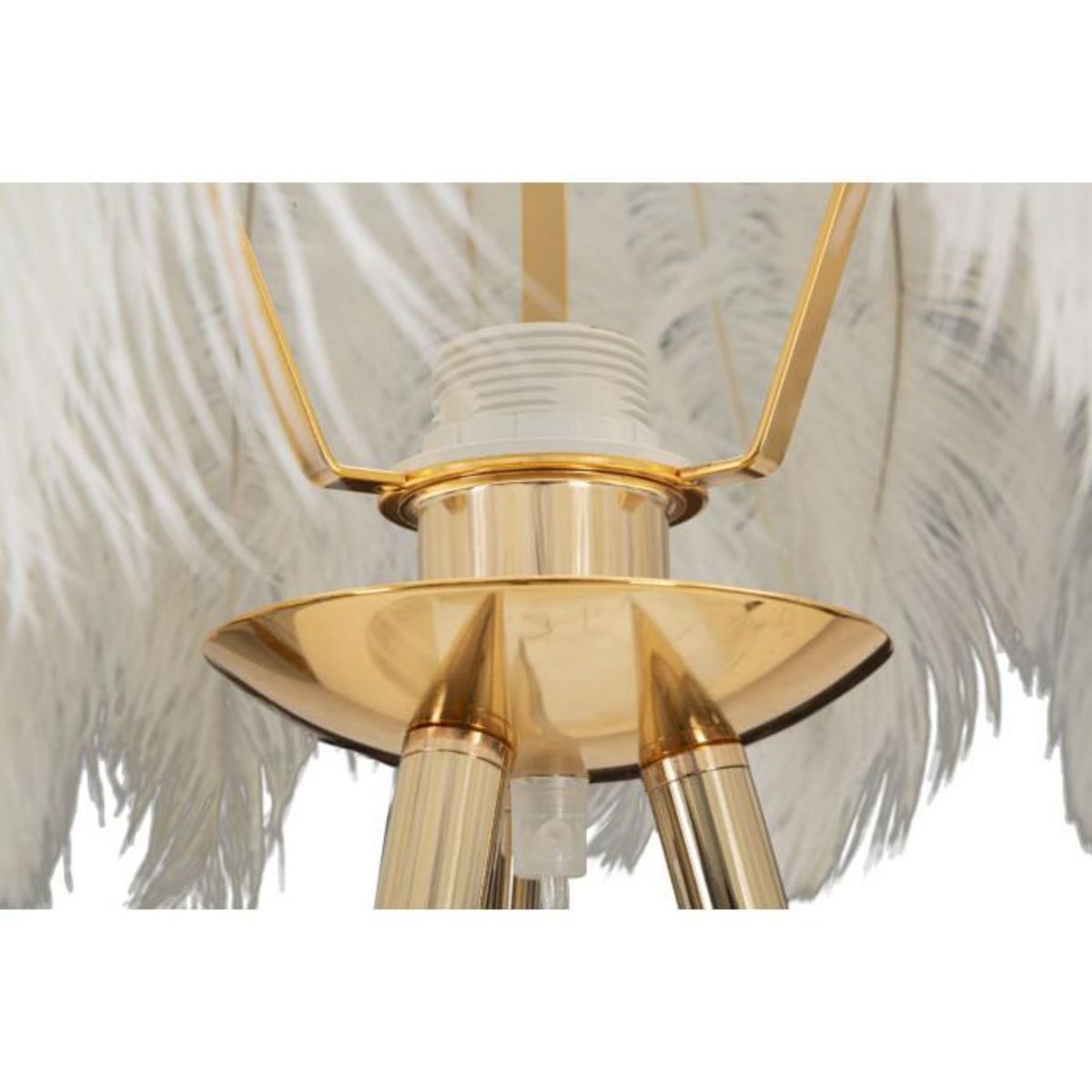 Paris Prix Lampadaire Imitation Plume  Stand  147cm Or & Blanc