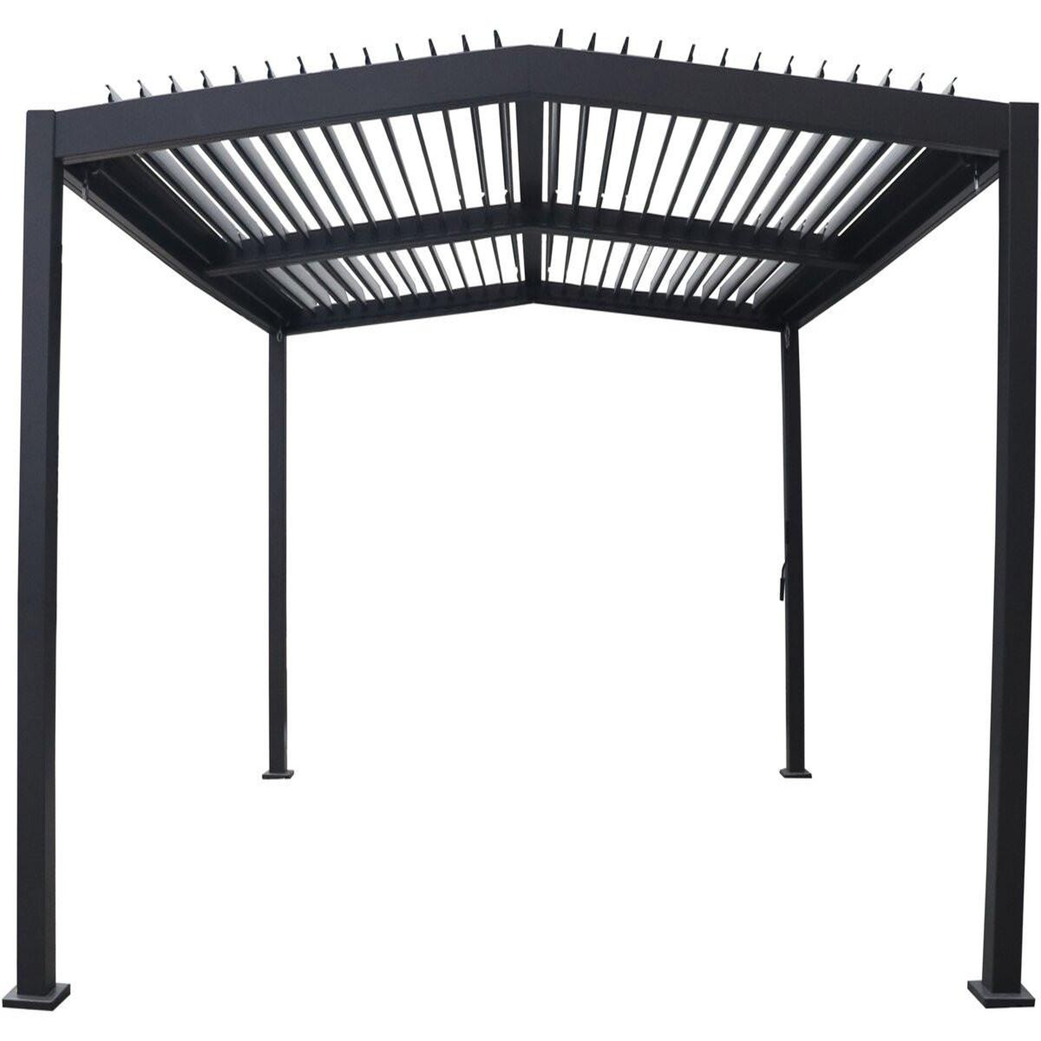 Voir la diapositive 4 : Habitat et Jardin Pergola bioclimatique toit 2 pans  victoria  en aluminium et métal- 3,5 x 4 m - gris