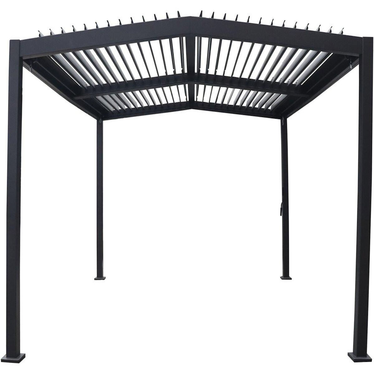 Habitat et Jardin Pergola bioclimatique toit 2 pans  Victoria  en aluminium et métal- 3,5 x 4 m - Gris