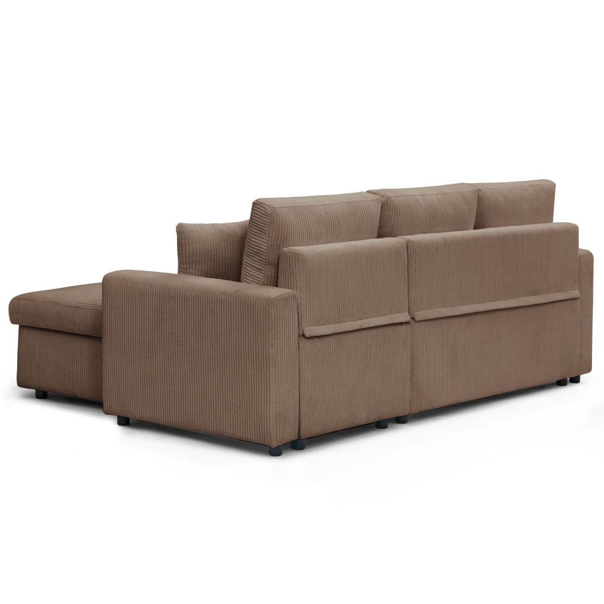 Voir la diapositive 4 : Paris Prix Canapé d'angle convertible  en velours côtelé  brooke  230cm taupe