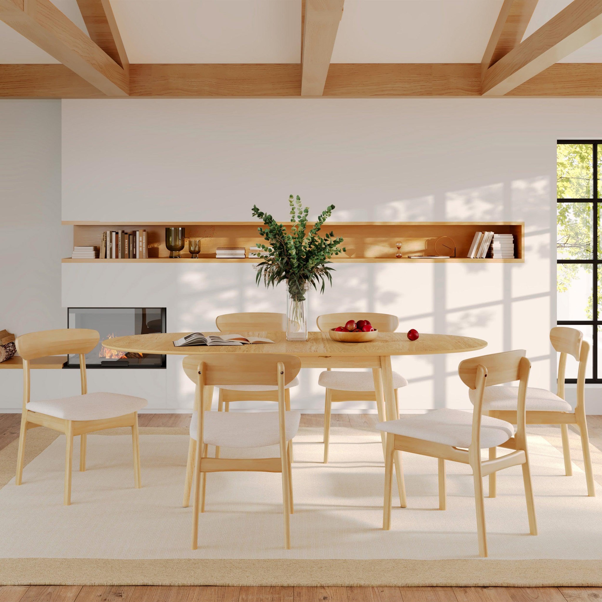 Voir la diapositive 2 : MAISON PAVANE Table et chaises en bois clair 6 personnes-eddy