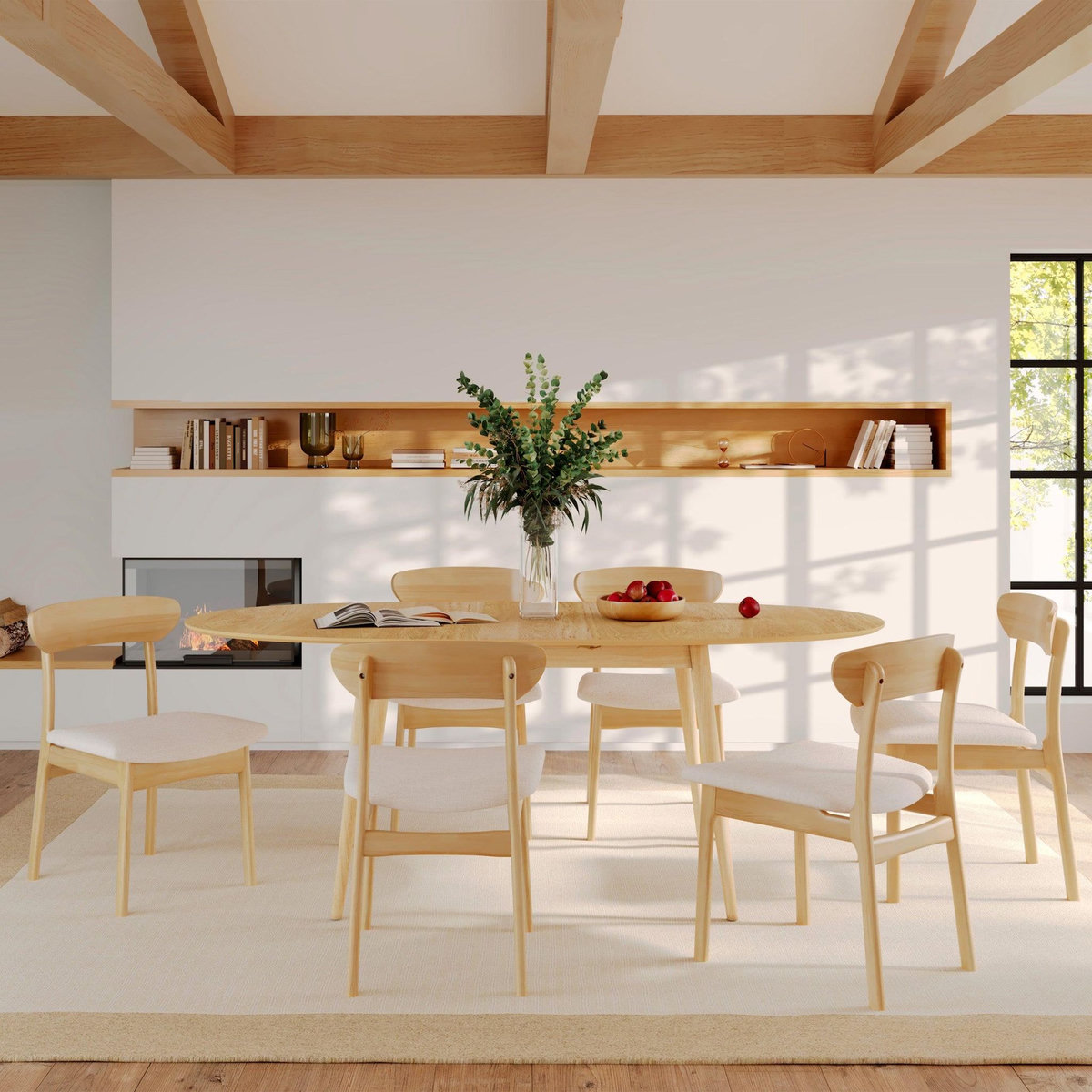 Rendez vous déco Table et chaises en bois clair 6 personnes-Eddy