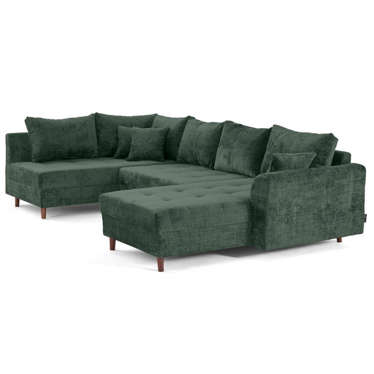 LISA DESIGN Rune - canapé panoramique d'angle gauche 7 places en velours texturé