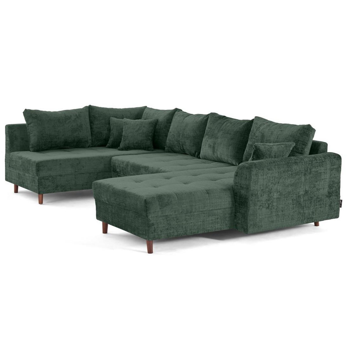 LISA DESIGN Rune - canapé panoramique d'angle gauche 7 places en velours texturé