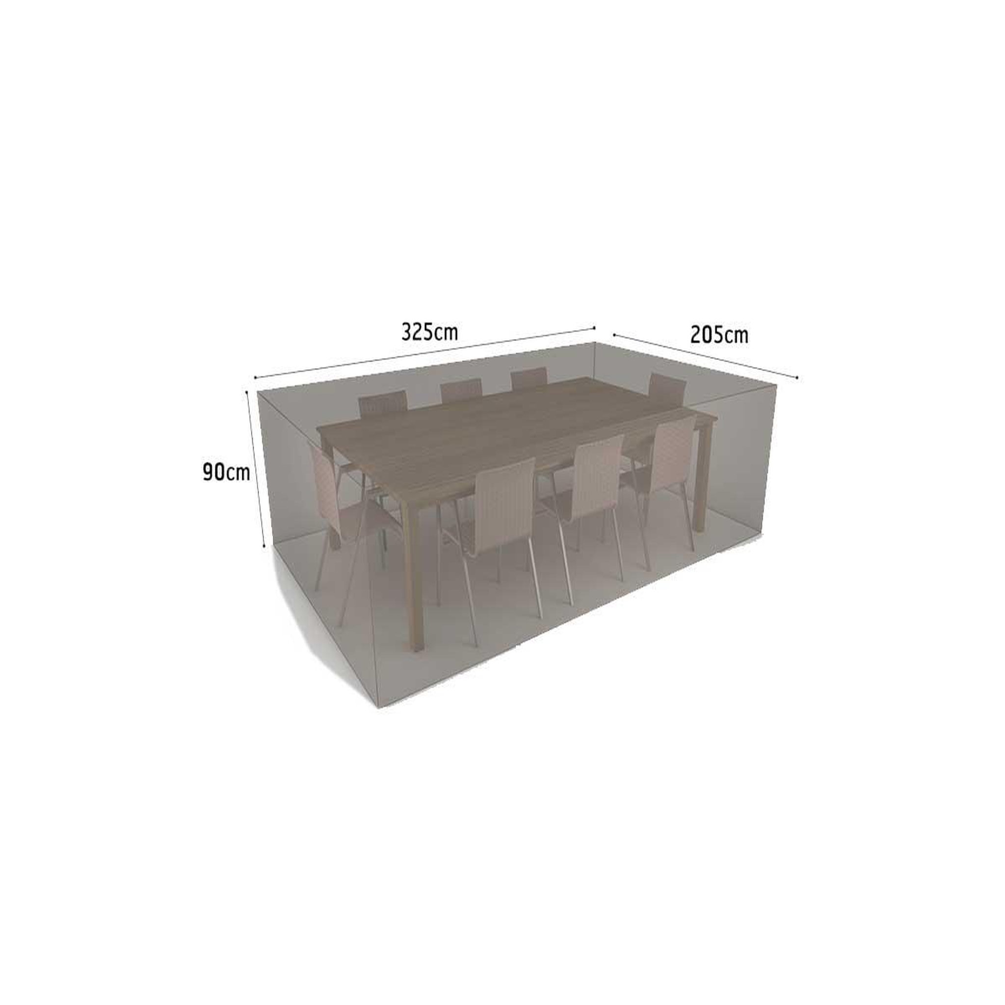 Voir la diapositive 3 : Nortene Housse de protection pour table rectangulaire + 8 chaises covertop - taupe - 325 x 205 x 90 cm